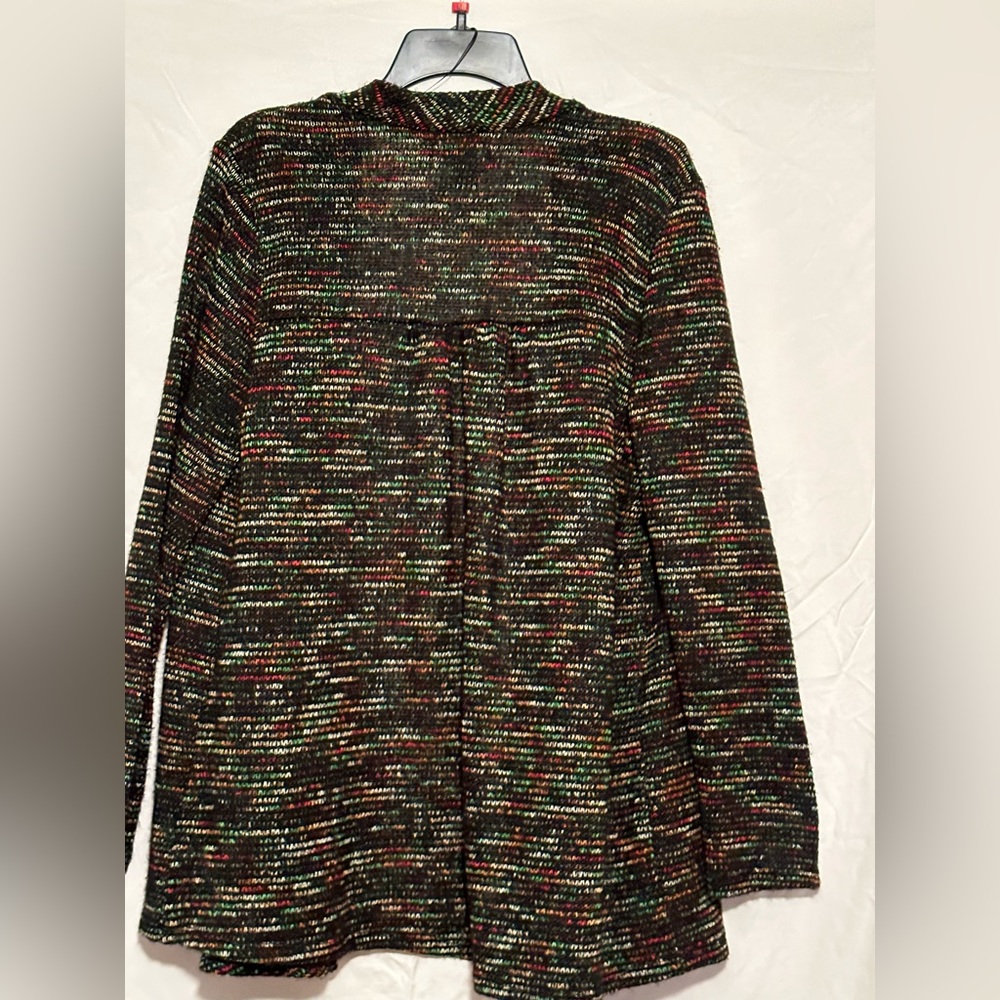 Sweater cover up- size medium- colors Brown, red, green and orange
